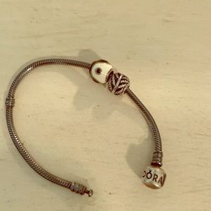 Pandora Black Sterling bracelet with 2 charms